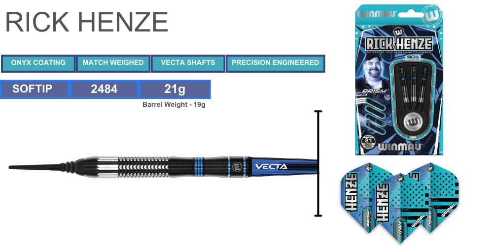 WINMAU RICK HENZE SOFT TIP DARTS - 21GM